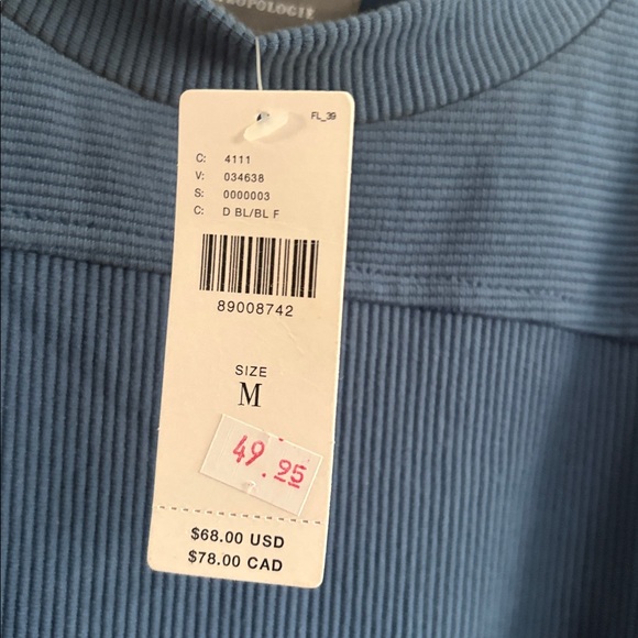 By Anthropologie Ribbed Popover Ruffle Sleeve Button Back Blouse Top Size M NEW - Picture 3 of 9